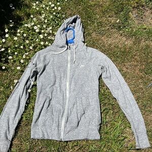 Nike gray zip up hooded jacket